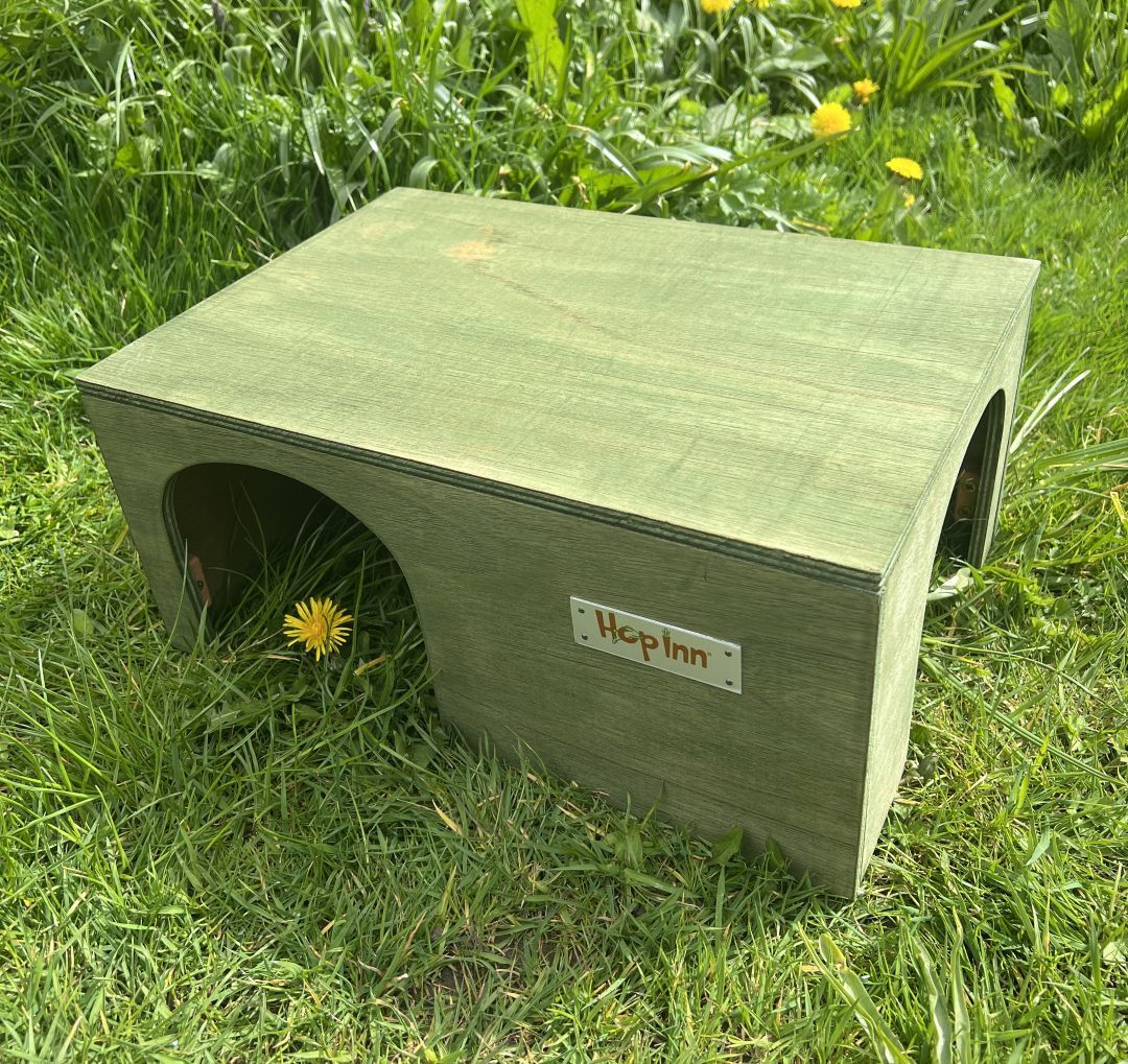 Guinea Pig House Extra Large Wooden Double Entrance (Moss Green)